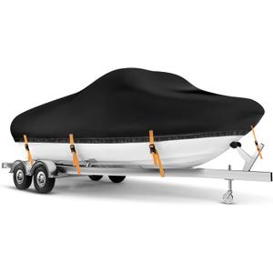 Boat Cover 22-24 ft, Waterproof 900D Heavy Duty Boat Cover, PU Marine Grade Polyester Boat Covers 22-24 ft, Fits Bass, V-Hull, Tri-Hull, Runabout, Jon, Fishing, Trailerable, Beam Width 115 inch