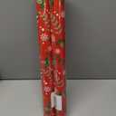 Retrify Red Wrapping Paper Roll - Metallic Gold Foil Bells, Berry and White Snowflake Mini Roll Gift Wrap Paper for Christmas New Year Festive Decoration - 17 Inches x 32.8 Feet