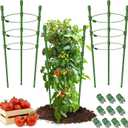 Legigo 3 Packs Plant Support Cages Tomato Cage for Garden- 18 Inch Adjustable Garden Cucumber Trellis Plant Stakes, Trellis Support Rings for Climbing Plants, Pots, Indoor Plants with 10 Plant Clips