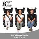 Diono Airi Travel High Back Booster Seat, Foldable Slim 3‑Across Fit, Black