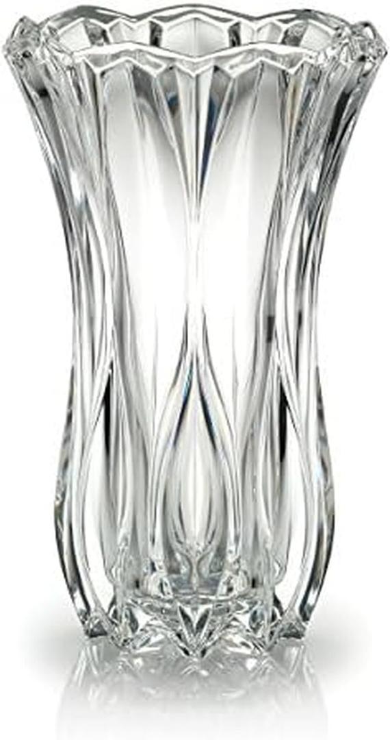 Celebrations by Mikasa Blossom Crystal Vase 12 Inch - Sculpted Flower Design for Fresh Bouquets, Home Decor, Centerpieces - Traditional and Contemporary Style
