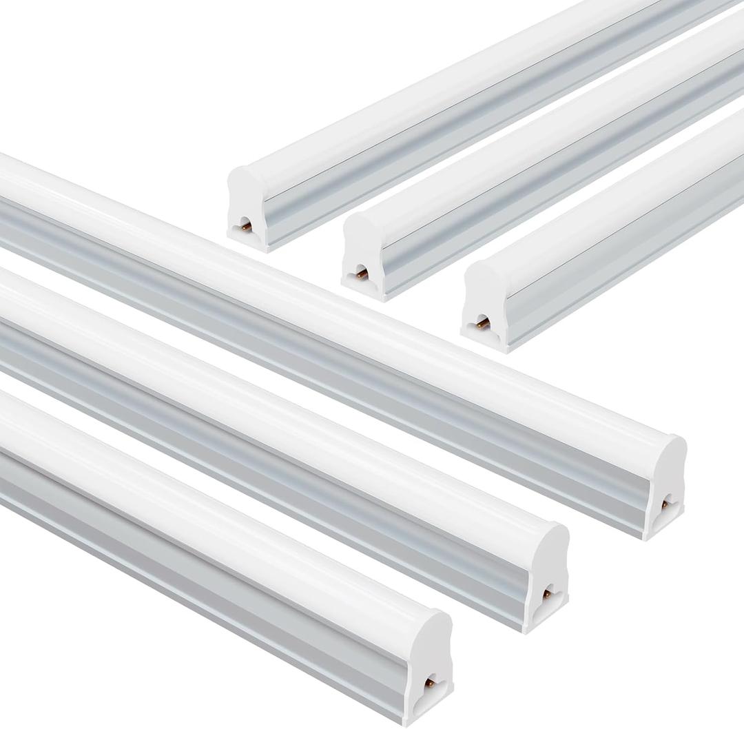 4FT LED Shop Lights (6 Pack), 2000LM 6500K Super Bright White T5 Commercial Lights, 20W Linkable Utility Integrated Single Fixture for Gym/Garage/Ceiling/Under Cabinet, Plug & Play