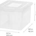 IRIS USA File Box, Plastic File Boxes With Lids, Document Organizer for Letter/Legal File, Document Box, Storage Bin For Hanging Files, Secure Latching Lid Stackable BPA-Free, Clear 35 Qt. 1 Pack