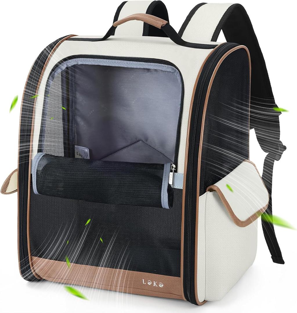 Lekereise Cat Backpack Carriers, Dog Carrier Backpacks with Breathable Mesh for Small Medium Cats Dogs Puppy Up to 20 Lbs, Pet Foldable Carrying Backpack Ventilated for Travel Hiking Collapsible
