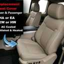GXARTS Perforated Tan Driver and Passenger Side Bottom & Top Lean Back Replacement Leather Seat Cover & Driver Foam Cushion Pad Compatible with Ford F150 2009 2010 2011 2012 2013 2014