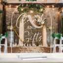 Clear Arched Acrylic Cards and Gifts Sign, 8x10 Inch Clear Wedding Gift Table Sign 1/8" Thick and Stand, Modern Calligraphy White Lettering Arched Acrylic Sign for Wedding Reception & Party