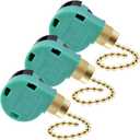 Topbuti 3 Pack Ceiling Fan Switch 3 Speed 4 Wire Zing Ear ZE-268S6 Fan Pull Chain Switch Replacement Speed Control for Ceiling Fan Light, Wall Lamps, Cabinet Light (Brass Color)