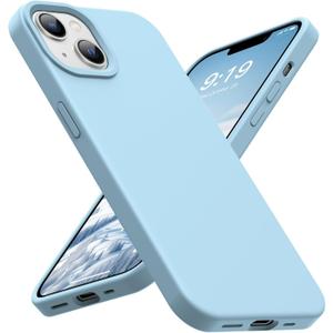 OuXul for iPhone 14 Case, iPhone 13 Case Shockproof Liquid Silicone Protective Phone Case with Soft Anti-Scratch Microfiber Lining Ultra Slim Drop Protection Phone Cover 6.1 inch(Ice Blue)