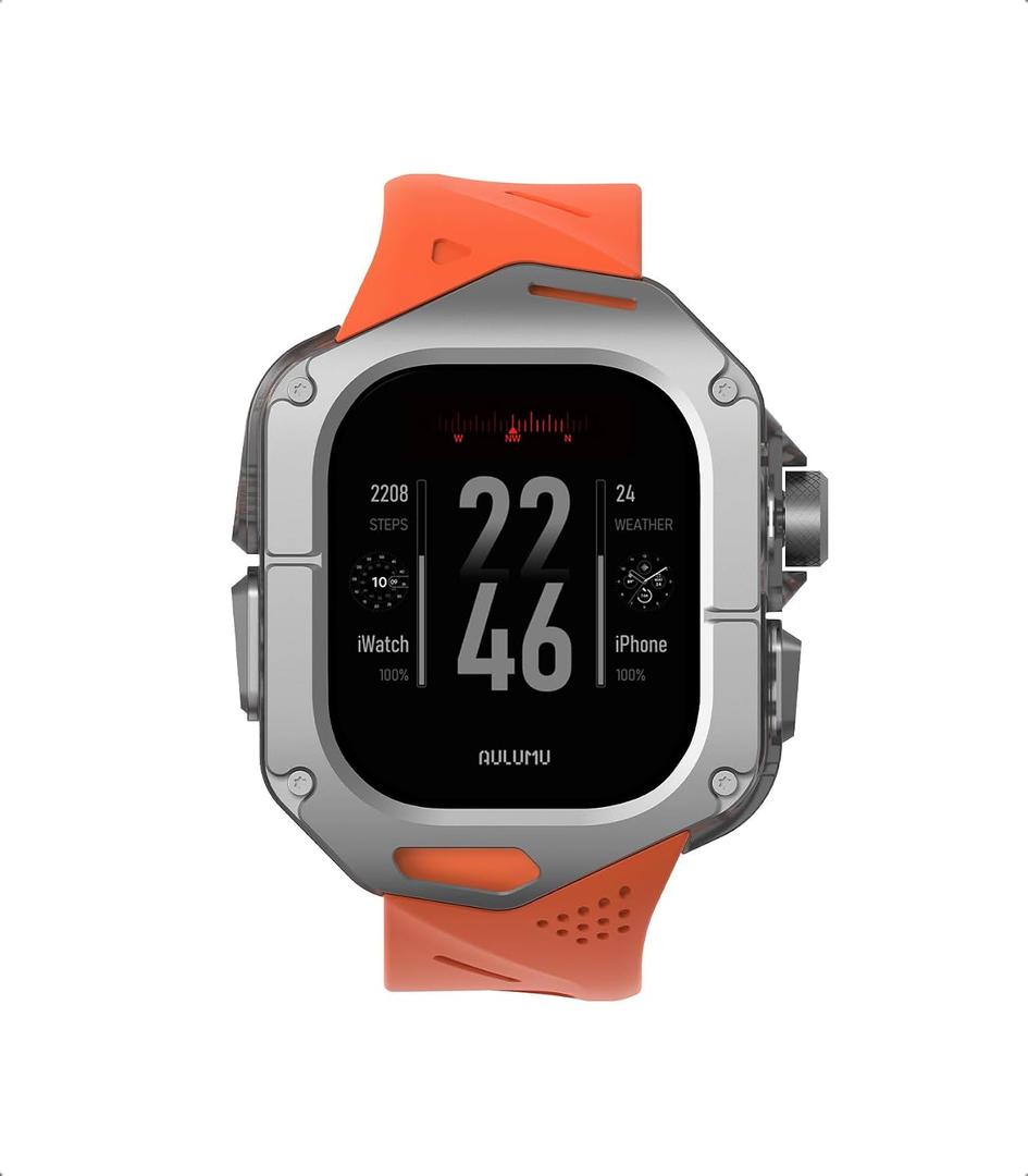 Aulumu A01 Titanium Case with Apple Watch Ultra Band 49MM | Luxury Design | Only for Apple Watch Band Ultra 1/2 49mm | Titanium Case