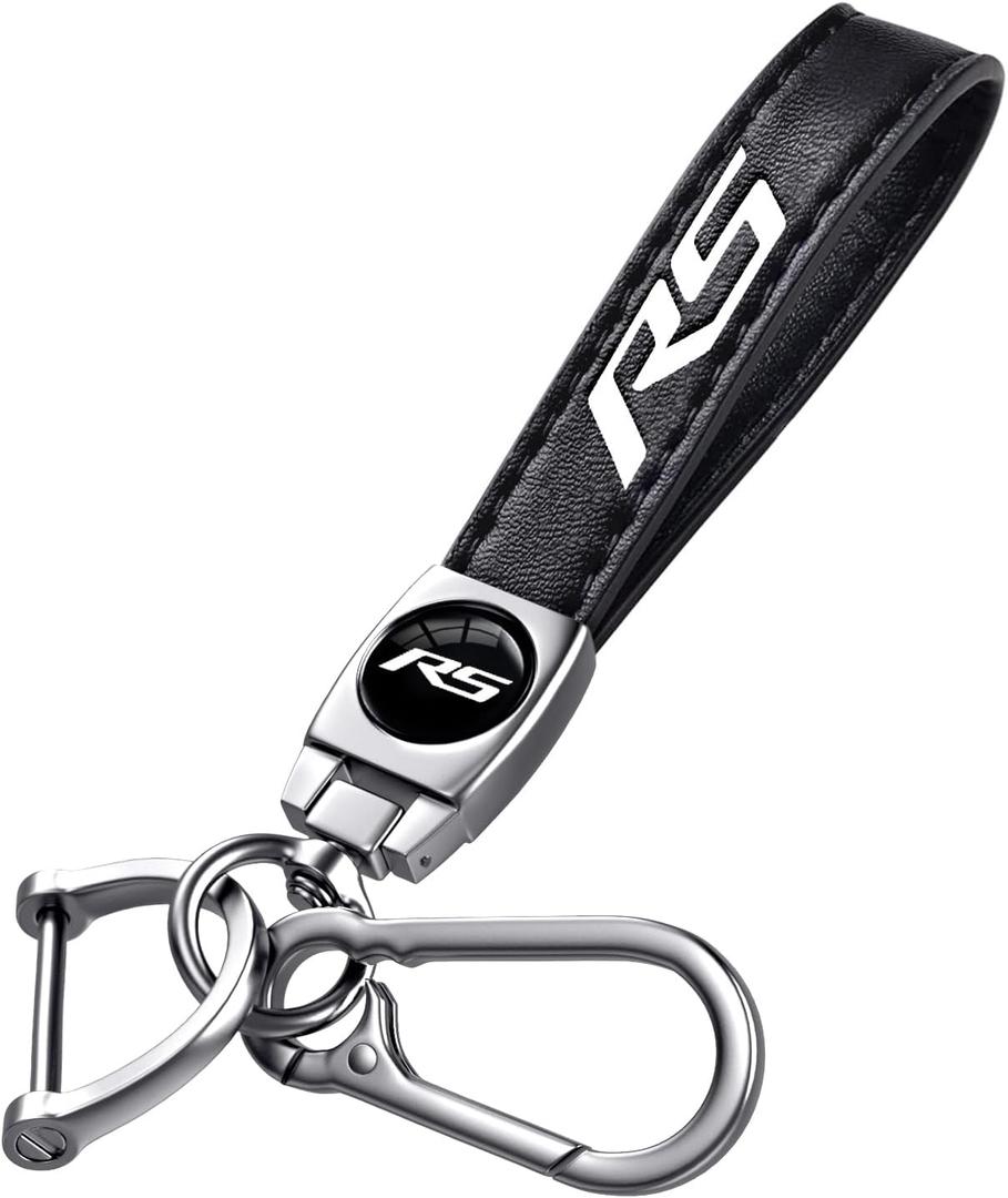 Leather Metal Car Keychain Keyring Compatible with Chevy Camaro RS Car Accessories
