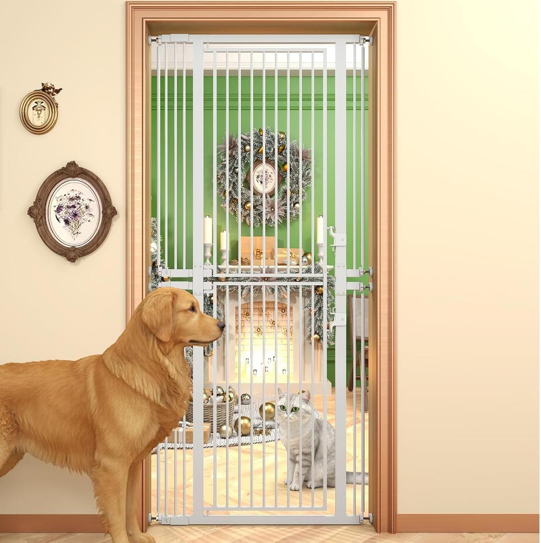 KAGNJIC74.8 Extra Tall Pet Gate,29.5"-35.25" Cat Gate for Doorway,White