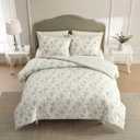 Laura Ashley - King Comforter Set, Soft & Reversible Cotton Bedding with a Lightweight Feel for Year Round Comfort, 3 Piece Bed Set with Matching Pillowcases (Walled Garden Green)