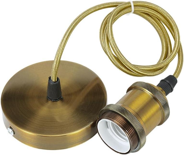 Pendant Light Kit Edison Retro E26 Industrial Mini Pendant Light Cord Kit 39.37inchs for DIY Bedrooms Bars Kitchens Halls Cafeteria(Vintage Bronze) (Gold)