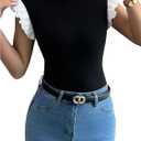 Women's Color Block Ruffle Sleeveless Tank Top Mock Neck Slim Fit Summer Shirt Gong Out Tops (S)