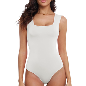 Women's Cute Square Neck Sleeveless Tank Tops Bodysuit Workout Top, S