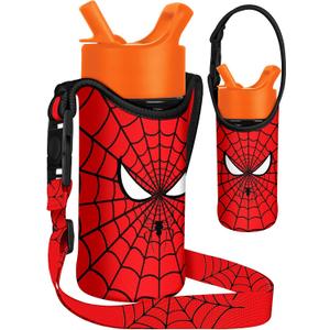 Miss Adola Water Bottle Carrier with Strap - Handheld Kids Water Bottle Holder for 10-16 oz Cute Cartoon Design Neoprene Crossbody Bottle Sling Bag for Boys Girls for Insulated Drink Bottle, Eyes