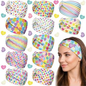 12 Pcs Candy Conversation Valentine's Day Headbands for Women Love Non Slip Heart Headband for Valentines Day Hair Accessories Gifts