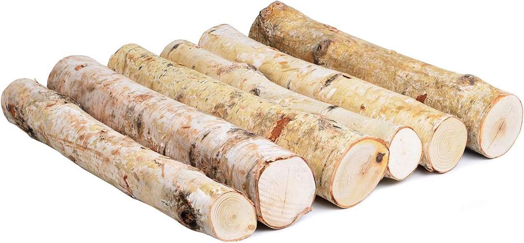 6 Pack Large Birch Logs for Fireplace Unfinished Wood Crafts DIY Home Decorative Burning(Logs:2.4"-3.1" Dia. x 16" Long)