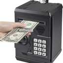Mini ATM Piggy Bank ATM Machine Best Gift for Kids,Electronic Code Piggy Bank Money Counter Safe Box Coin Bank for Boys Girls Password Lock Case Dark Grey