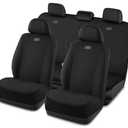 Skechers Seat Covers, Premium Breathable Polyester Car Seat Covers, Car Seat Covers Full Set Airbag Compatible, Automotive Comfort for Most Cars, Vans, Trucks, SUVs (Full Set,Black)