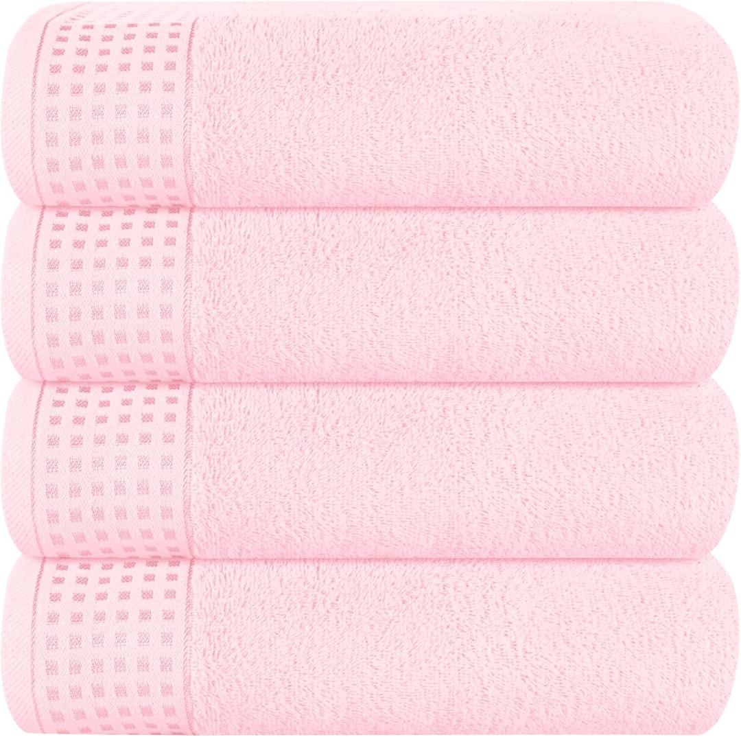 GLAMBURG 100% Cotton 2 Pack Oversized Bath Towel Set 28x55 Inches, Ultra Soft Highly Absorbant Compact Quickdry & Lightweight Large Bath Towels, Ideal for Gym Travel Camp Pool - Black