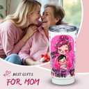 20oz Mom Tumbler Insulated Thermal Coffee Cup - Portable Travel Mug with Cute Cartoon Patterns, Leak-Proof for Mom, Great Mothers Day Gift for Daily Use Office OutdoorWhite