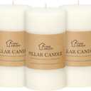 3x6 Inch White Pillar Candles Set of 3 - Decorative Unscented Pillar Candle, Long Burning Dripless Candle for Table Decor, Smokeless Large Pillar Candles for Wedding Table Decor