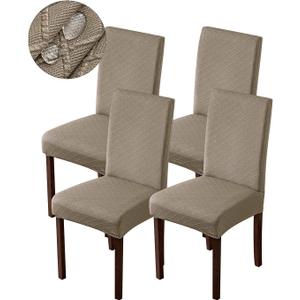 Genina Waterproof Chair Covers for Dining Room Dining Chair Covers Kitchen Parsons Chair Covers (Taupe, 4 PCS)
