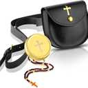 2 Pcs Pyx for Communion Host Catholic Leather Pyx Burse Cross Gold Toned Case Catholic Box for Communion Priests Deacons Eucharist Holy Gift