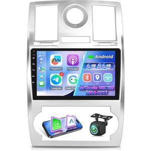 [4+64G] NHOPEEW Car Radio for Chrysler 300C 300 2004-2011 - Wireless Carplay and Android Auto - 9 Inch Touchscreen Android Car Stereo with EQ Audio/GPS/WiFi/SWC/Bluetooth + AHD Backup Camera