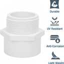 3Pack 2" PVC Male Adapter Pipe Fittings, 2-Way PVC Hose Adapter Coupling with 2-Inch Male Hose Thread, Schedule 40, White