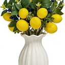 13 Inch Artificial Lemon Branches (6 Pack), Lifelike Faux Fruit Lemon Blueberry Stems for Home Decor Wedding Flower Arrangements Holiday Decorations
