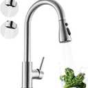 Kicimpro Kitchen Faucet with Pull Down Sprayer, Zero Leakage 3 Hole Brushed Nickel RV Kitchen Sink Faucet with Water Line, NSF Certified Lead-Free 304 Stainless Steel Touchless Kitchen Sink Faucets