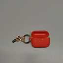 Flower Engraved Case Compatible with AirPods Pro 2 Case Cover 2022, Silicone Case for AirPods Pro 2nd/1st Generation with Cute Flower Keychain and Carabiner for Girls Women (Red)