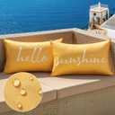MIULEE Outdoor Waterproof Throw Pillow Covers Set of 2 Hello Sunshine Decorative Outdoor Rectangular Pillowcases for Chair Patio Garden Couch Tent Balcony Sofa Summer Yellow 12x20 Inch