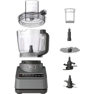 Ninja Food Processor, Professional Plus, 1000 Peak Watts, 4 Functions for Chopping, Slicing, Purees & Dough with 9-Cup Processor Bowl, 3 Blades, Food Chute & Pusher, Silver, BN601