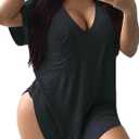 Gocolloa Women's Casual Scoop Collar Plus Size T Shirts Short Sleeve Loose Summer Tops Tee (2X, Black)