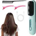 Go Brush, 2026 Upgrade Portable Hair Straightener Brush for Travel, Mini Cordless Hair Straightener Comb with Temperature Display for Women (Blue)