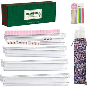 18.7inch Mahjong Racks with Pushers and Bag Set of 4 All-in-One Tile Rack, Standard