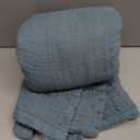 EMME Cotton Muslin Large Throw Blanket Couch Breathable Gauze Soft Lightweight Bed Blankets Adults (Heather Teal, 50"x70") OEKO-TEX STANDARD 100