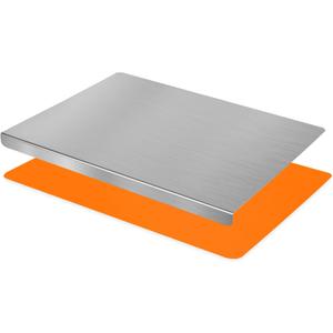 HUAKENER Large Stainless Steel Cutting Boards for Kitchen, Cutting Board with Counter Lip, Cutting Board with Silicone Mat for Meat, Fruits, Vegetables, Bread (19.7 x 15.7 Inch)