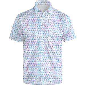 Men's Funny Golf Shirt Short Sleeve, Casual Polo Shirts for Men | 3d Print, Quick-Dry Athletic Golf Polo Shirts, Moisture Wicking Performance, 4-Way Stretch, (White, M)