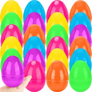 24 Pcs 4 Inch/ 3 Inch Fillable Easter Eggs Colorful Large Plastic Empty Eggs for Easter Party Supplies Egg Hunt Game Basket Fillers (6 Colors (4 Inch))