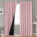 BGment Full Blackout Curtains with Thermal Insulation Liner Curtains 90 Inches Long, Rod Pocket and Back Tab Double Layer Room Darkening Window Curtain for Bedroom(52 x 90 Inch, 2 Panels, Pink)