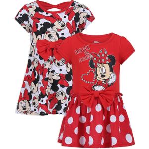 Disney Little Girls' 2 Pack Minnie Rocks The Dots Dresses, 2T