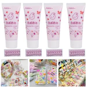 Cream Glue for DIY Crafts, 4pcs (50ml Each) White Decoden Cream DIY Phone Case Kit with 4pcs Piping Tips, Perfect for Handmade Crafts and Decorations (Purple)