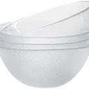 Vikko Soup Bowls, 6.5 Inch Salad Bowls, Glass Soup Bowls, Elegant Textured Glass Bowls, Set of 4, Dishwasher Safe