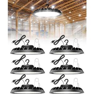 VOLISUN 6 Pack UFO Led High Bay Light 30,000LM, 200W, 5000K Daylight, 100-277V High Bay Led Shop Light, ETL Listed Commercial Bay Lighting for Garage Workshop Barn Factory Warehouse