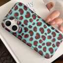Trendy Burgundy Blue Cheetah Print Phone Case for iPhone 16 Pro Max 6.9in - Cute and Chic Trendy Retro Tortoise Leopard Classic Soft Slim Protective Cover for Cool Girls and Elegant Women