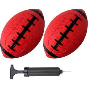 ABAJI Toy Football 2PCS 6 inch Small Mini Ball for Kid Toddler Soft Rubber Come with Random Color Pump Needle Boys Girls Gift Party Decor (Red)